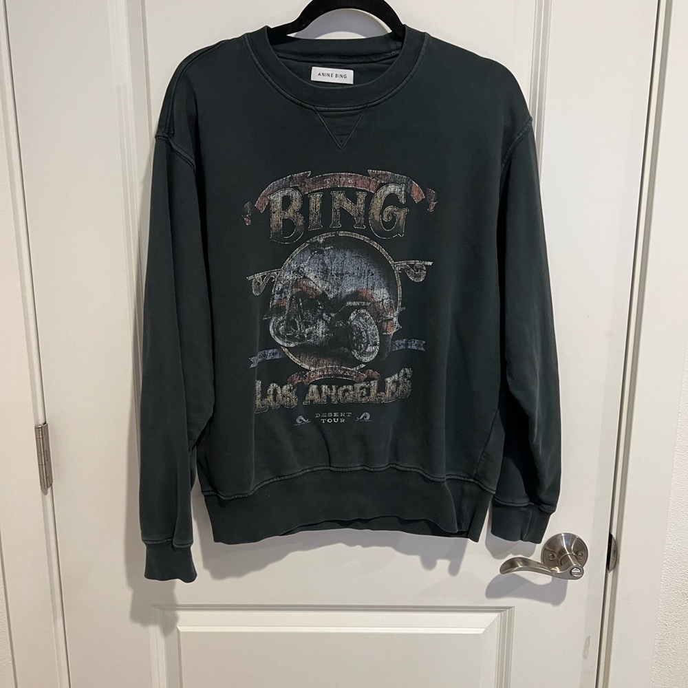 Anine Bing Dark Gray Graphic Sweatshirt